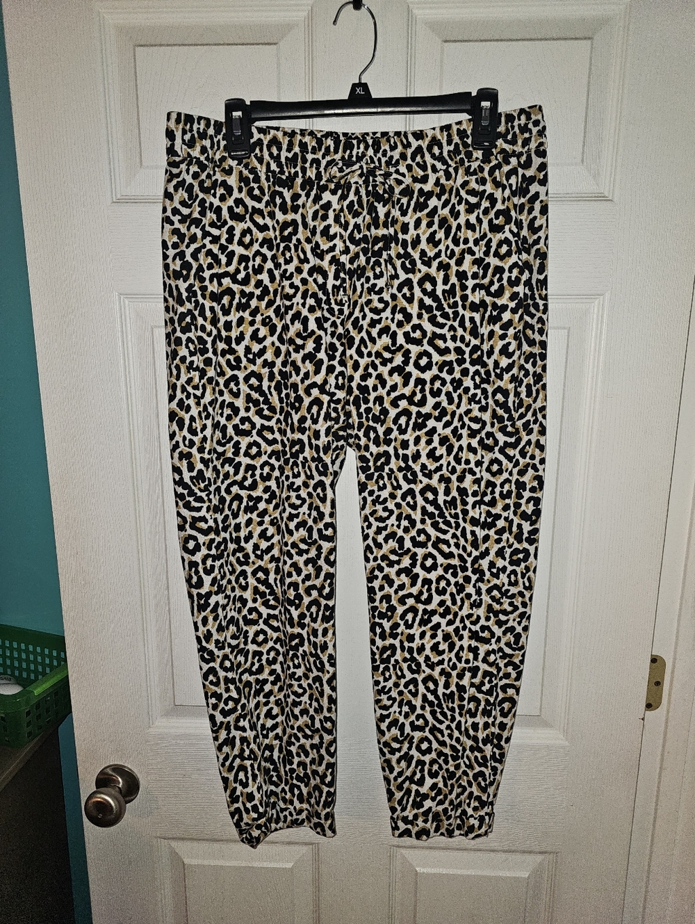 J.crew Leopard Print Jogger Pants - Black, Cream, Tan Large 12